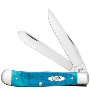 Caribbean Blue Bone Sawcut Jig Trapper Pocket Knife