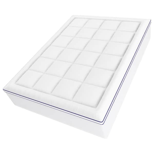 VEVOR Mattress Topper Queen Size 1 in. Fiber Fill Pad Supportive Cooling w/ Detachable Bedside Pocket for Holding Small Items