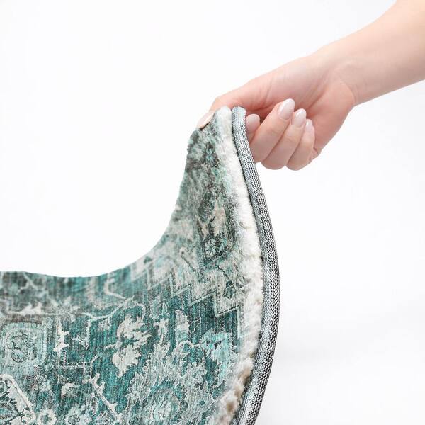 Dream Shag Premium Machine Washable Abstract ADS774 Teal 8 ft. x 10 ft. Area Rug