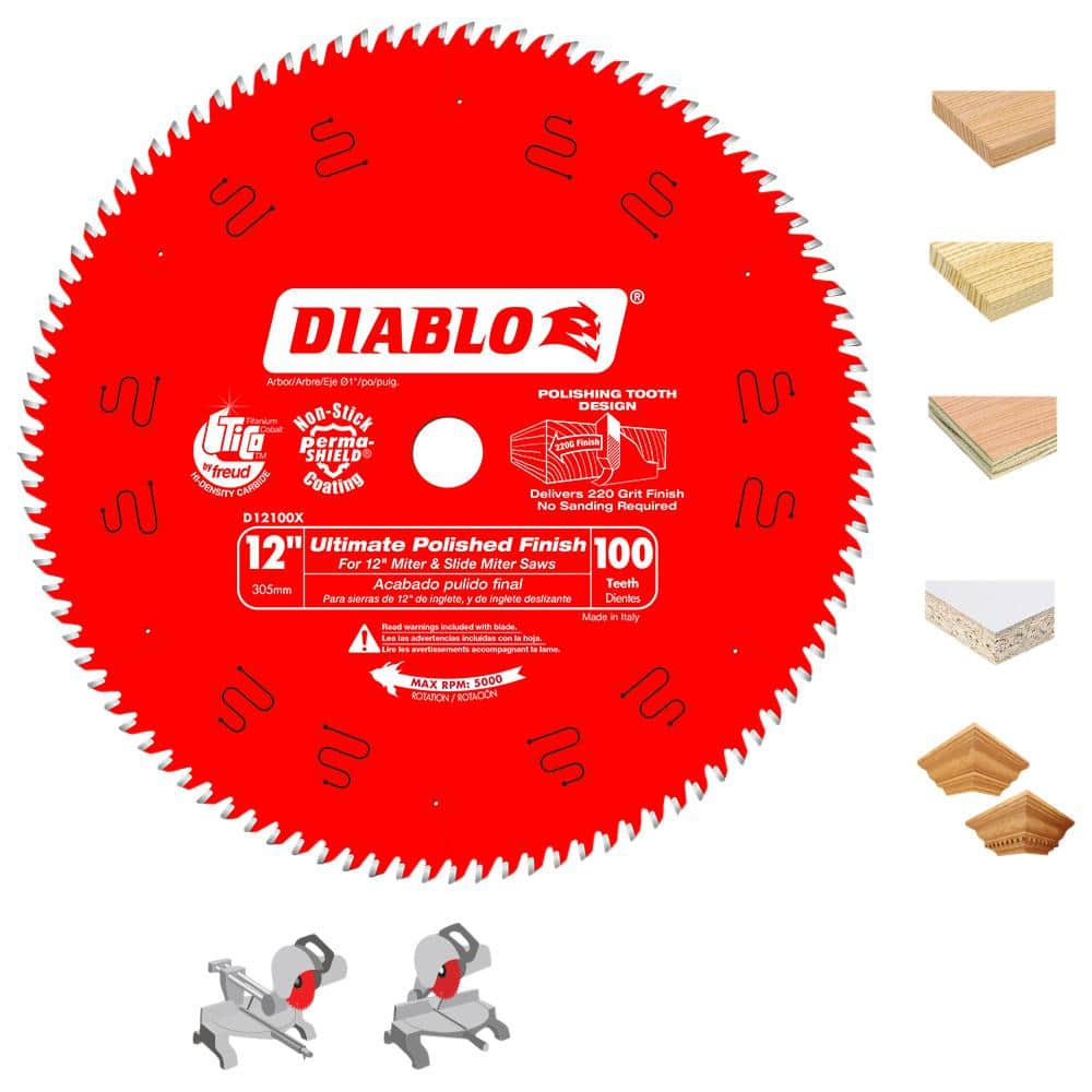 DIABLO 12 in. x 100Tooth Ultimate Polished Finish Circular Saw Blade