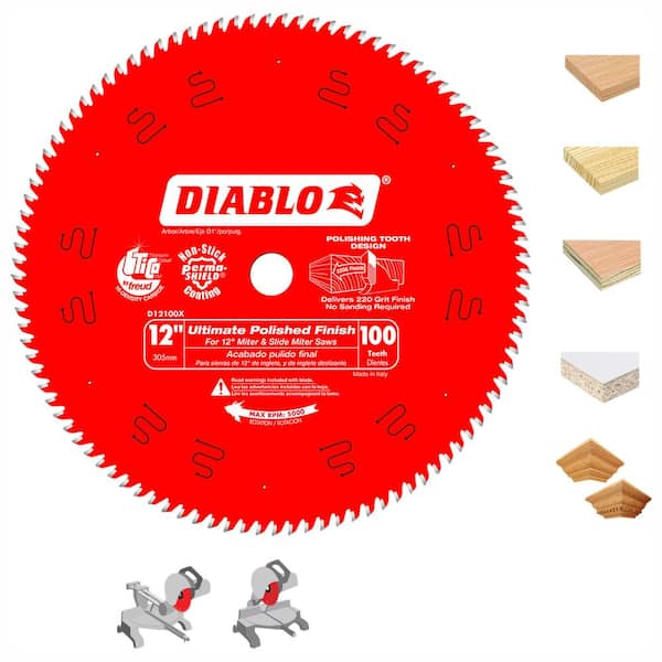 DIABLO 12in. x 100-Teeth Ultimate Polished Finish Saw Blade for Wood (15-Pack)