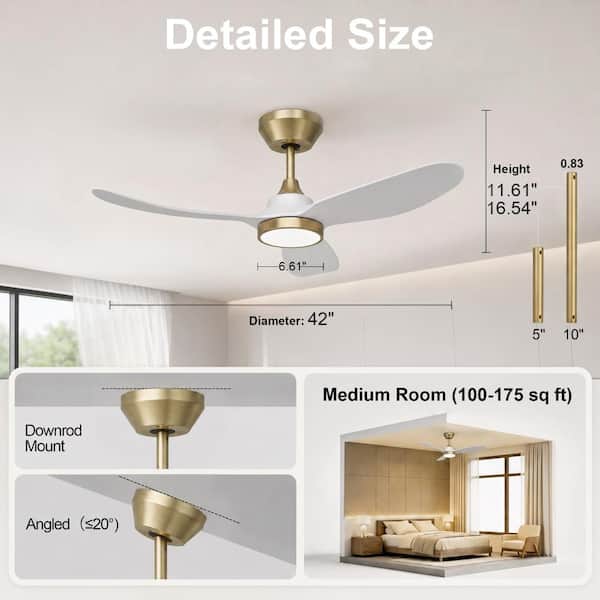 Overhead Fans GreenEver 42 in. Modern Ceiling Fan with Light & Remote, High-Airflow ...
