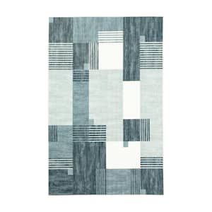 Contempo Block Navy 2 ft. x 3 ft. Machine Washable Area Rug