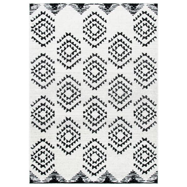 Skyler 6 ft. x 9 ft. Ivory/Black Striped Geometric Area Rug