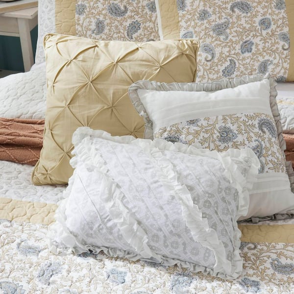 Vanessa 6-Piece Yellow Cotton Percale King/Cal King Quilt Set