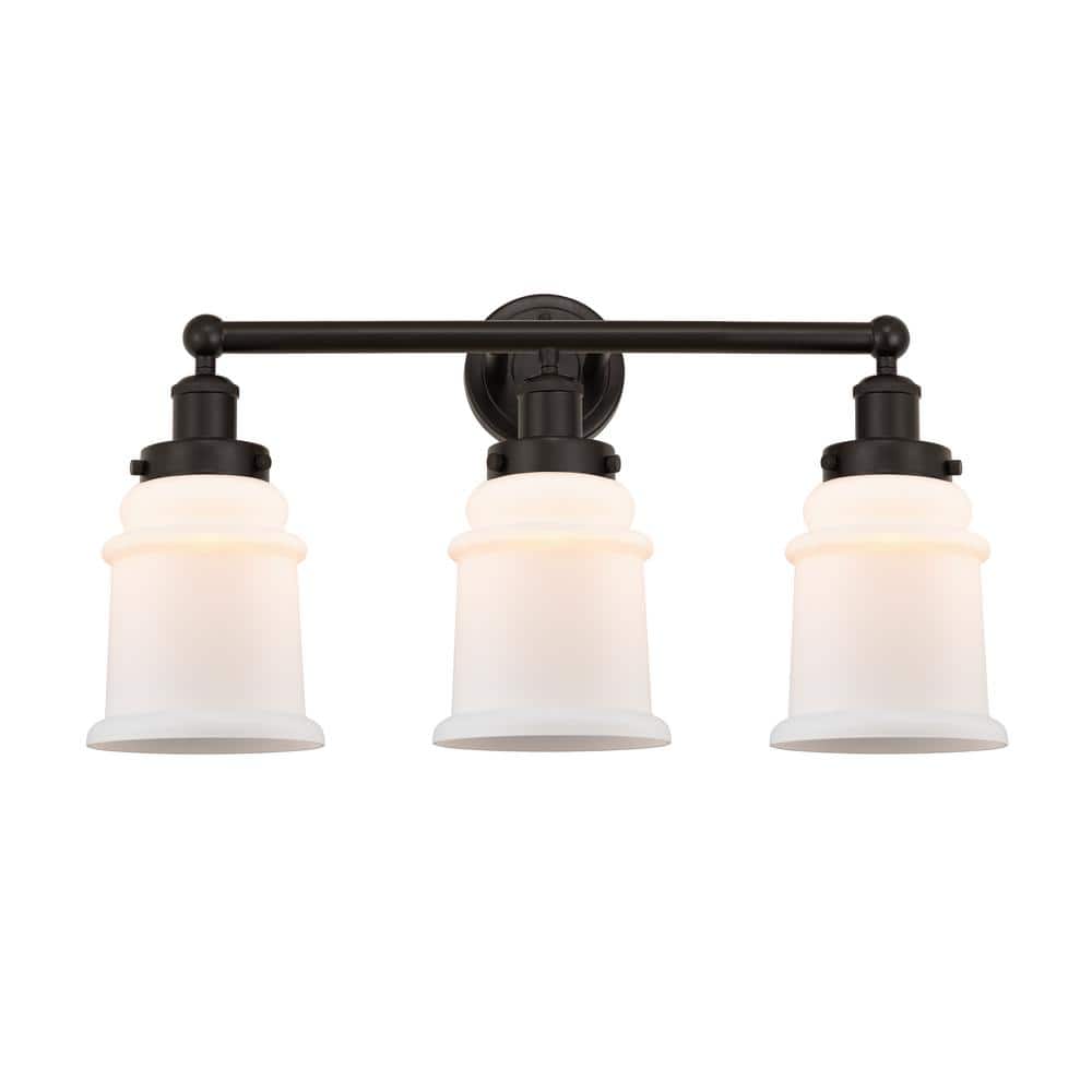 Canton 24 in. 3-Light Oil Rubbed Bronze, Matte White Vanity Light with White Glass Shade price history on PriceWatchPro
