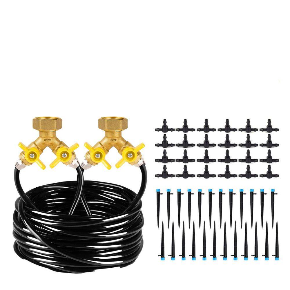100 ft. Drip Irrigation Kit w/ Adjustable Drip Emitters & Brass Splitter for Garden, Greenhouse, Flower Bed, Patio, Lawn price history on PriceWatchPro