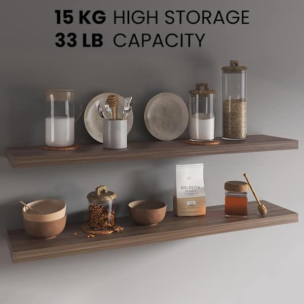 47 in. W x 10 in. D Walnut Wall Mounted Floating Shelves