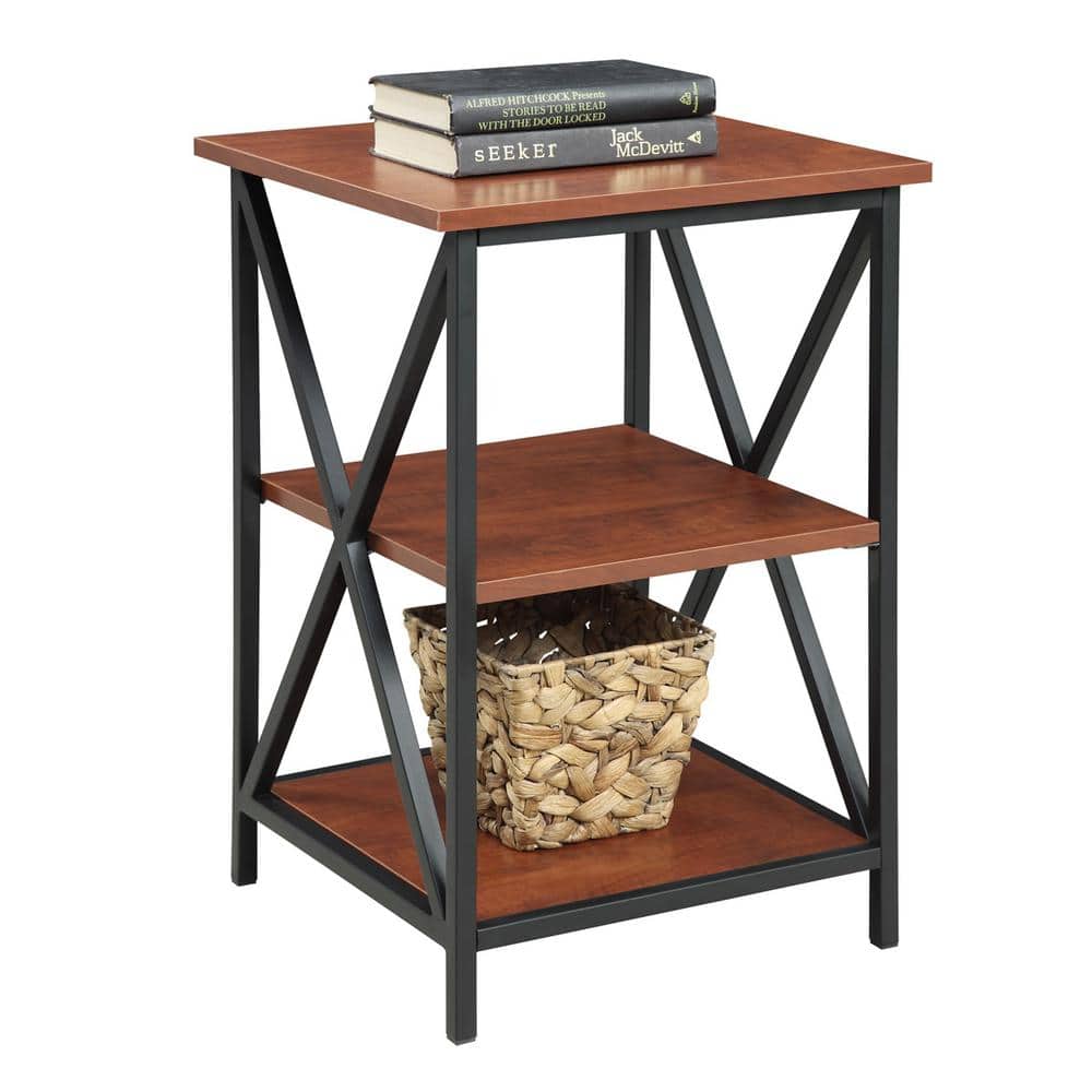 Contemporary Tucson 16'' Black & Cherry 3-Tier End Table