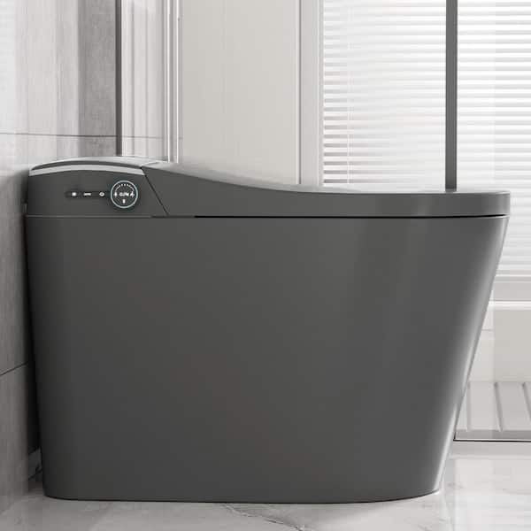 Elongated Bidet Toilet 1. 28GPF in Grey with Auto Open & Flush Auto Soft Close Seat and Hands-Free Adjusted Heated Seat