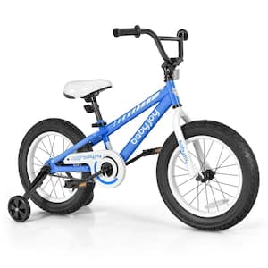 17.5 in. Kids Bike Bicycle with Training Wheels for 5-Years to 8-Years Old Boys Girls Blue