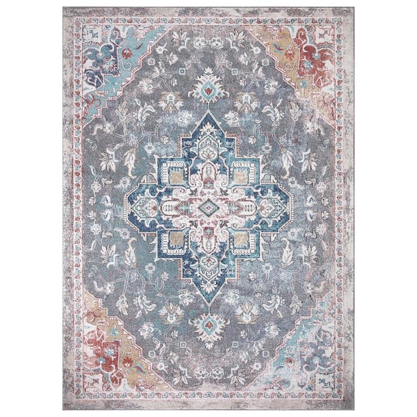 Concord Global Trading Vintage Collection Tabriz Gray 7 ft. x 9 ft. Medallion Area Rug