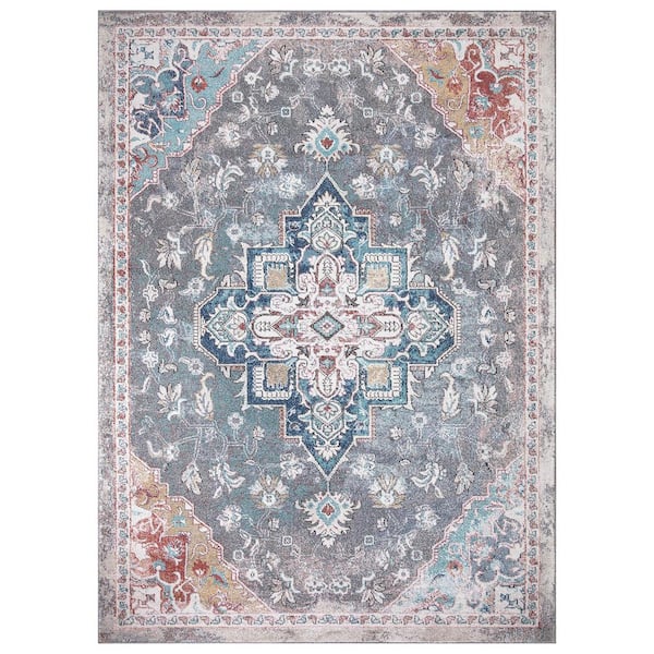 Concord Global Trading Vintage Collection Tabriz Gray 8 ft. x 11 ft. Medallion Area Rug