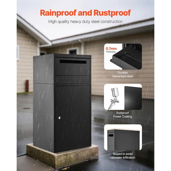 VEVOR Package Delivery Boxes for Outside, 38 Gal. Black Galvanized