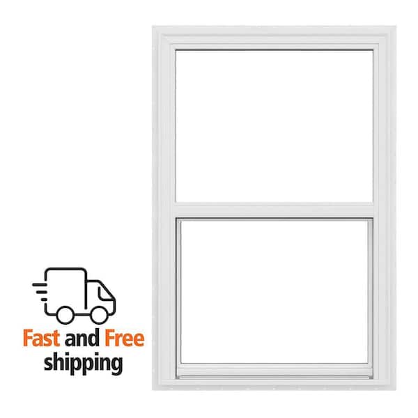 V-2500 Series 59.5 in. W x 59.5 in. H Left-Handed White Vinyl Low-E Sliding Window w/Brickmould Nail Fin Frame and Grids