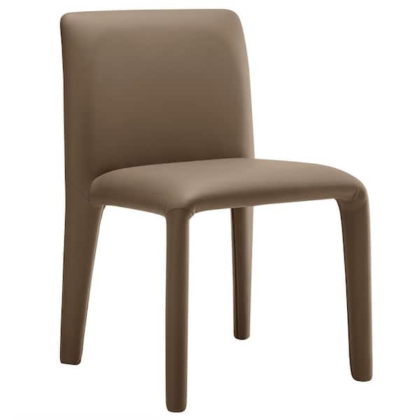 Rhodes Fully Upholstered Dining Chair in Mushroom Brown-Mid-Century Modern Faux Leather Side Chair