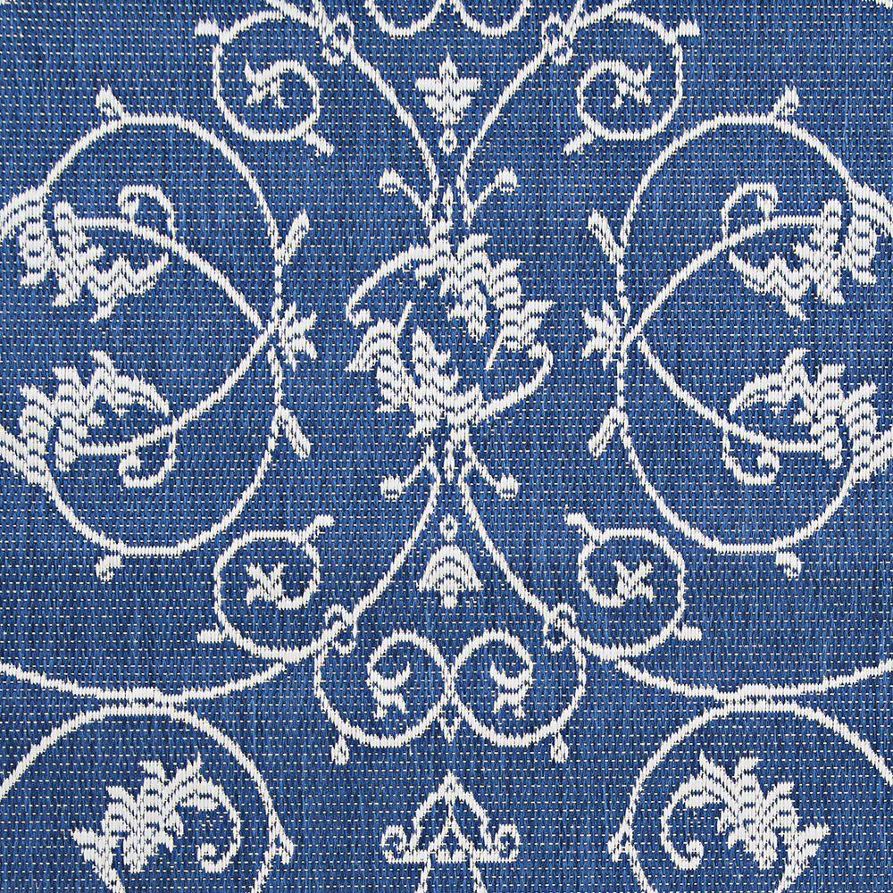 Elegant Ivory-Indigo Flatweave Synthetic Outdoor Rug, 3'9" x 5'5"