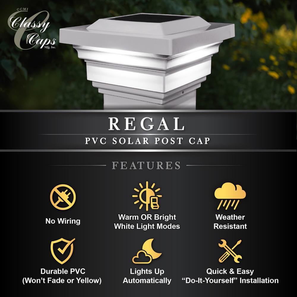 White PVC Solar LED Post Cap Multipack for Outdoor Lighting