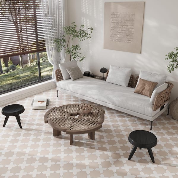 Seville 6.6 in. x 11.32 in Ecru Taupe Star Pure White Cross Matte Porcelain Wall Floor Tile (10.62 sq. ft./case) 68-Pack