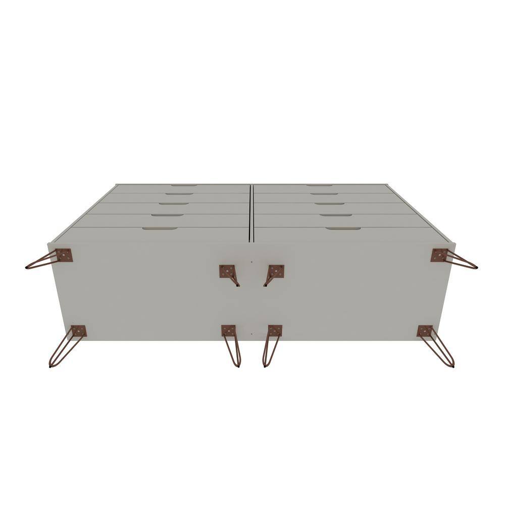 Mid-Century Modern Double Tall Dresser in Off White with Metal Legs