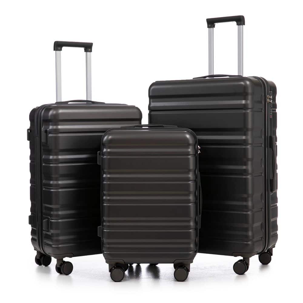 Boyel Living 3-Piece Dark Gray ABS Plastic Hardside Spinner