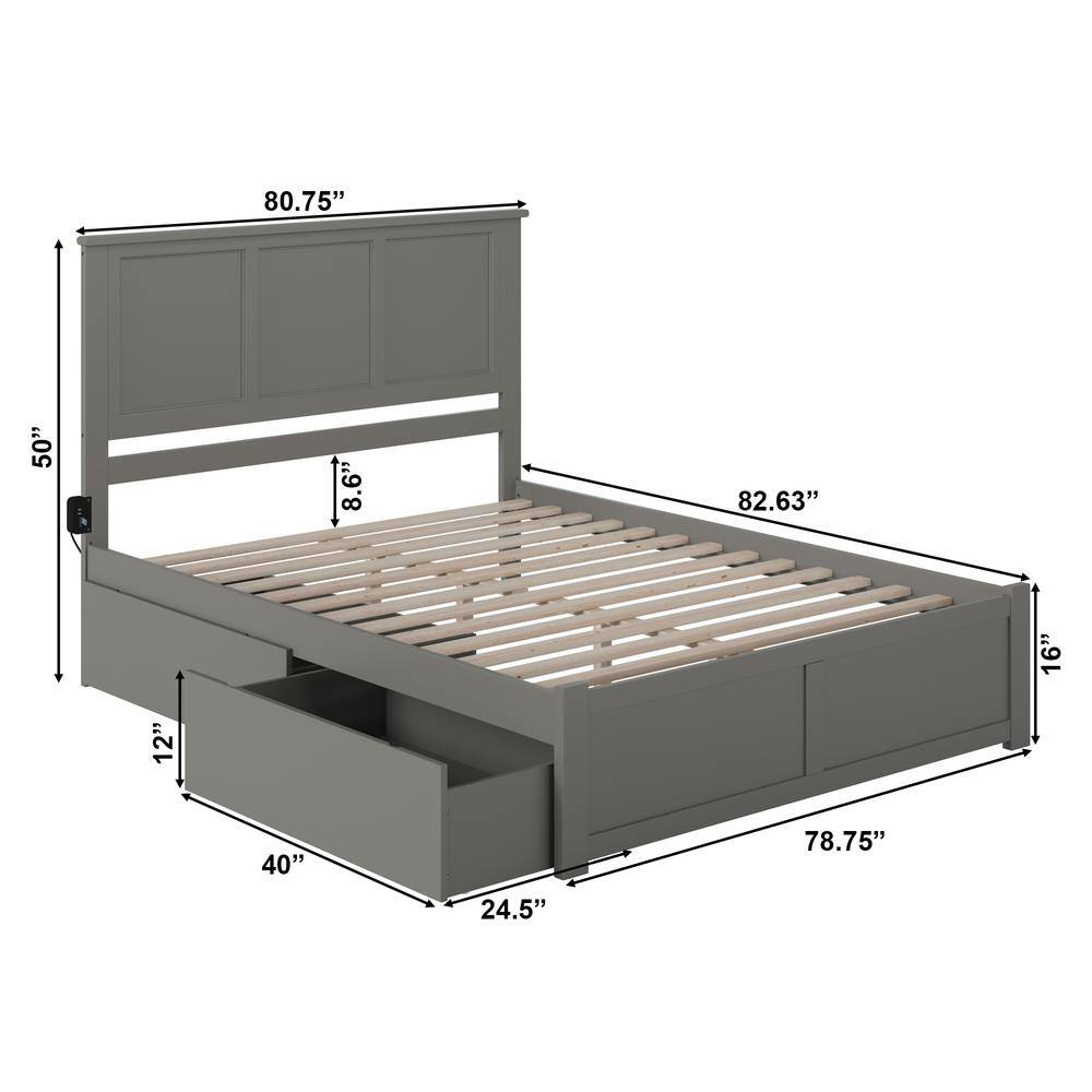 Madison Medium Stained Wood King Bed with Storage Drawers