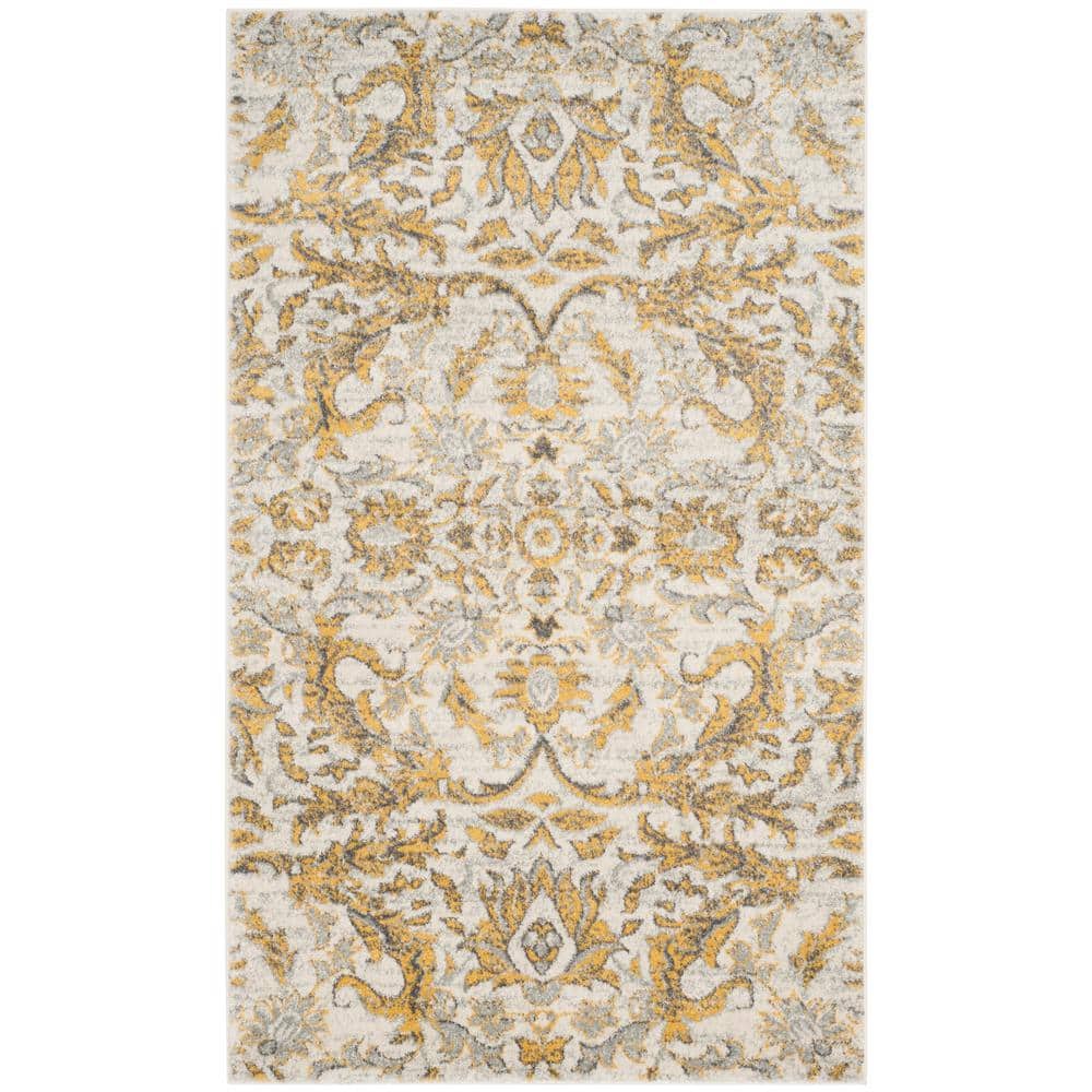 Ivory Gold Elegance 2'2" x 4' Reversible Synthetic Area Rug