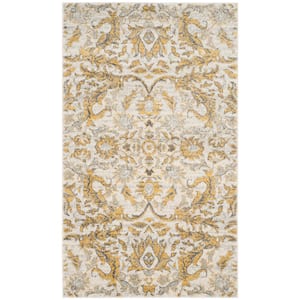 Evoke Ivory/Gold Doormat 2 ft. x 4 ft. Floral Area Rug
