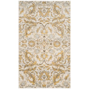 Evoke Ivory/Gold Doormat 3 ft. x 5 ft. Floral Area Rug