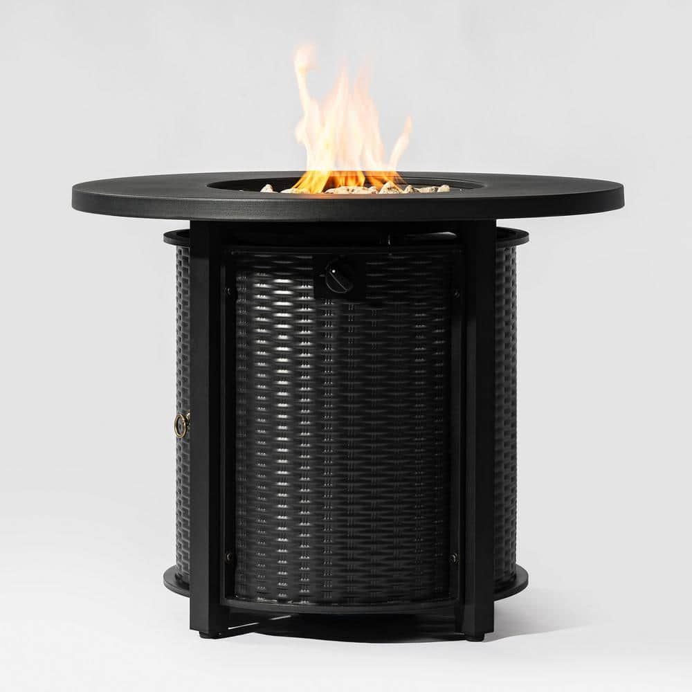32'' Black Round Steel Propane Gas Fire Pit Table
