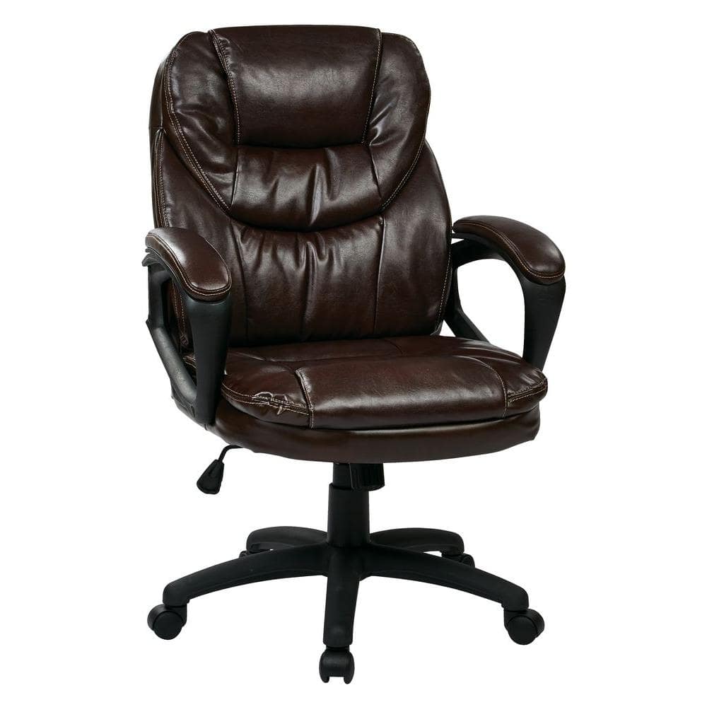 Work Smart Chocolate Faux Leather Manager Office Chair FL660-U2