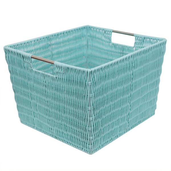 Home Basics 10 in. H x 13 in. W x 15 in. D Blue Plastic Cube Storage