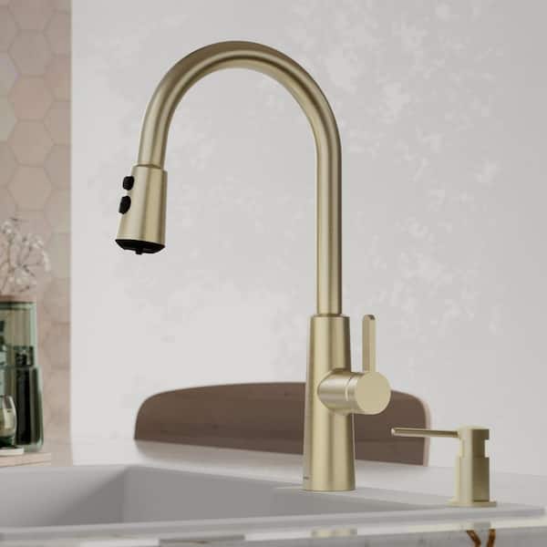 Elmsworth Single Handle Pull-Down Sprayer Kitchen Faucet in Spot-Free Champagne Bronze
