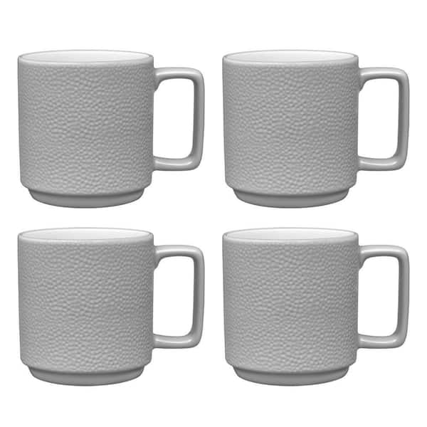 Colortex Stone Gray 16 oz. Porcelain Mugs, (Set of 4)