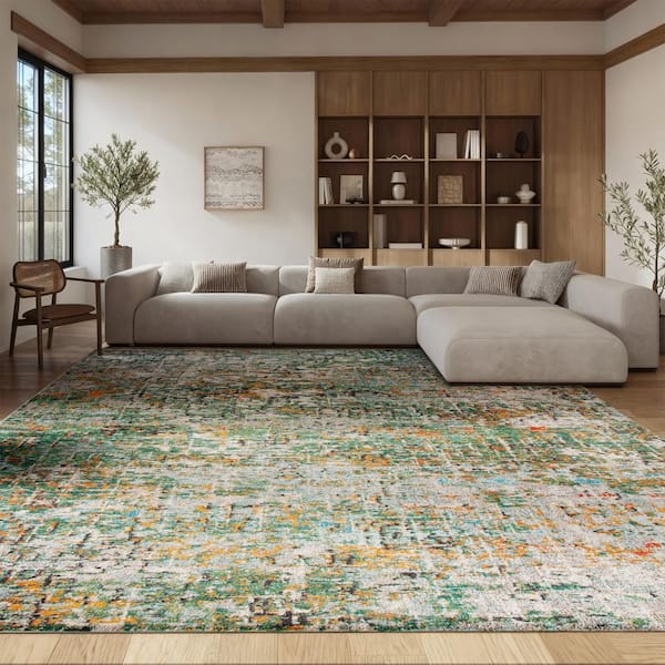 Madison Green/Turquoise 7 ft. x 7 ft. Abstract Gradient Square Area Rug