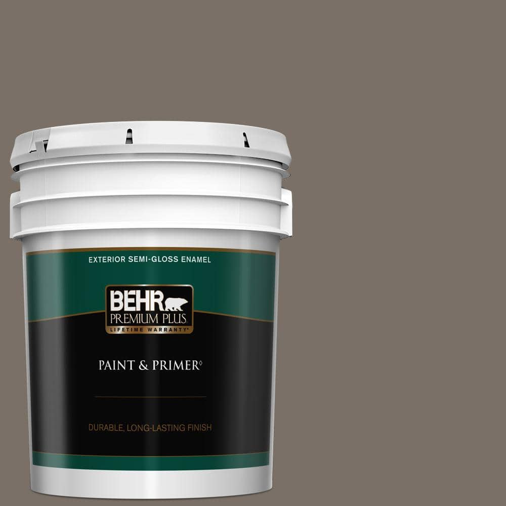 BEHR PREMIUM PLUS 5 gal. #N200-6 Kindling Semi-Gloss Enamel Exterior ...