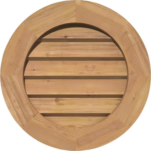 23 in. x 23 in. Round Unfinished Smooth Western Red Cedar Wood Paintable Gable Louver Vent