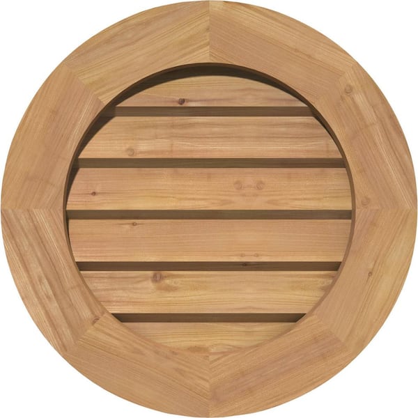 Ekena Millwork 27 in. x 27 in. Round Unfinished Smooth Western Red Cedar Wood Paintable Gable Louver Vent