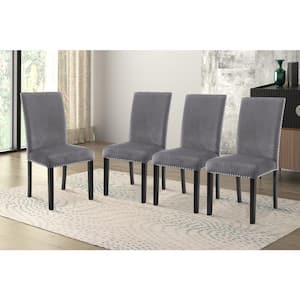 New Classic Furniture Celeste Gray Velvet Nailhead Trim Dining Side Chair (Set of 4)