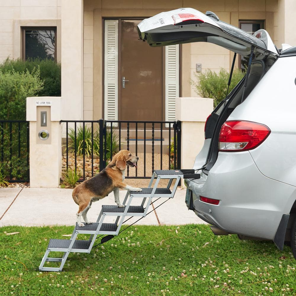 Portable 5-Step Black Aluminum Dog Car Ramp