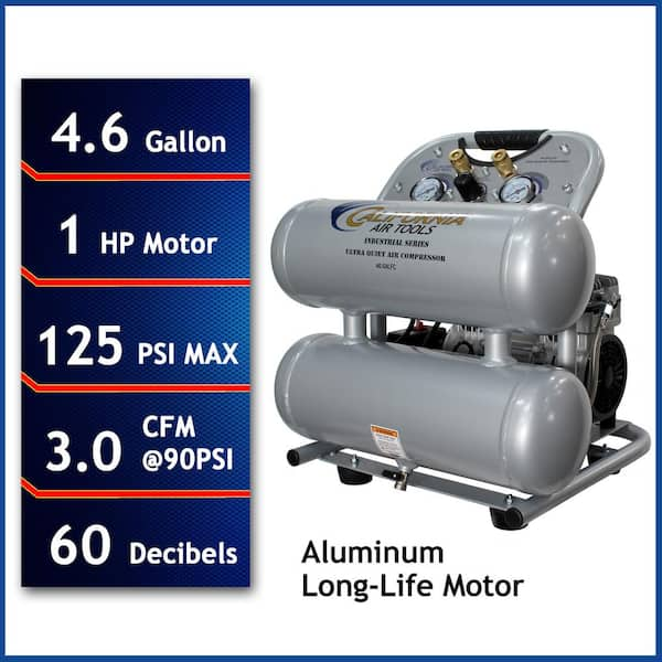 4.6-Gal. 1 HP Ultra Quiet Oil-Free and Lightweight Electric Air Compressor