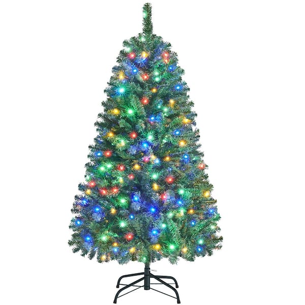 Pre-Lit Christmas Tree Holiday Decoration with Foldable Stand and Multicolored LED Lights