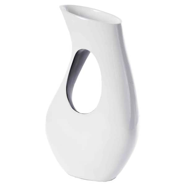 Uniquewise Modern Floor Vase, 33.75in. White Fiberglass Trumpet Round Shape Floor Vase, Home Interior Decoration, Modern Floor Vase