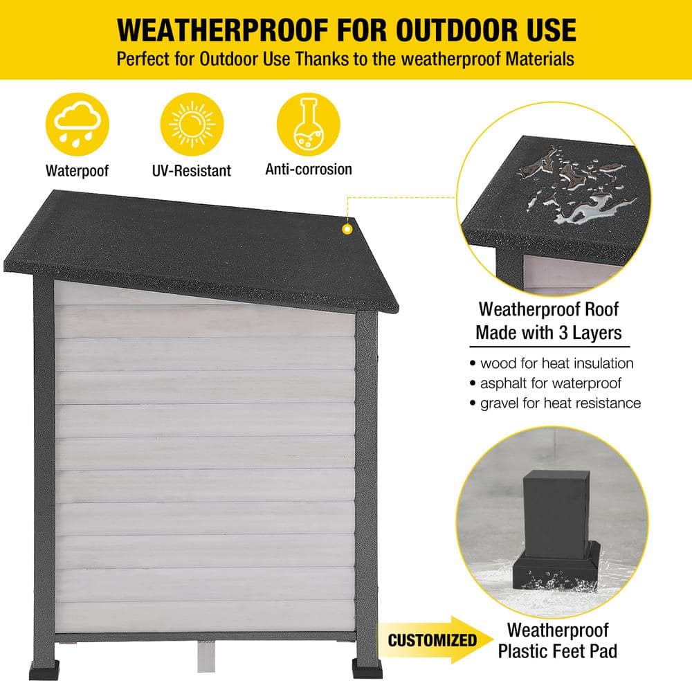 Large Off-White Wooden Dog House with Iron Frame