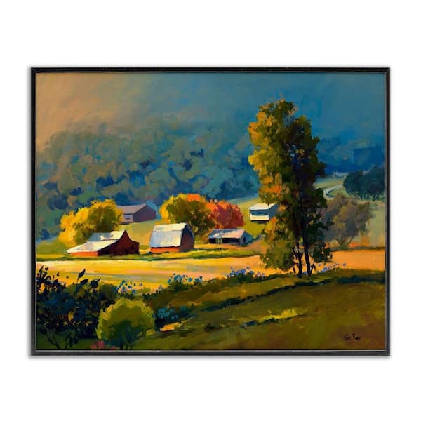 Early Fall Farmland by Sri Rao Black Framed Nature Giclee Art Print 11 in. x 14 in.