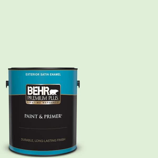 BEHR PREMIUM PLUS 1 gal. #440C-2 Cucumber Crush Satin Enamel Exterior Paint & Primer