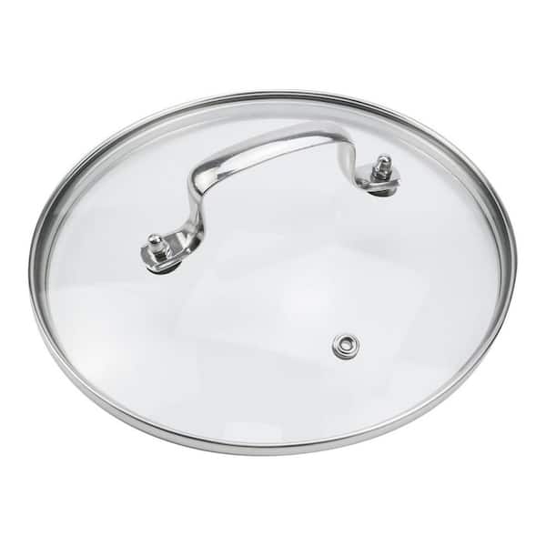 8 in. Tempered Glass Stainless Steel Steam Vent Lid with Heat Resistant Handle for Pots Pans Skillets