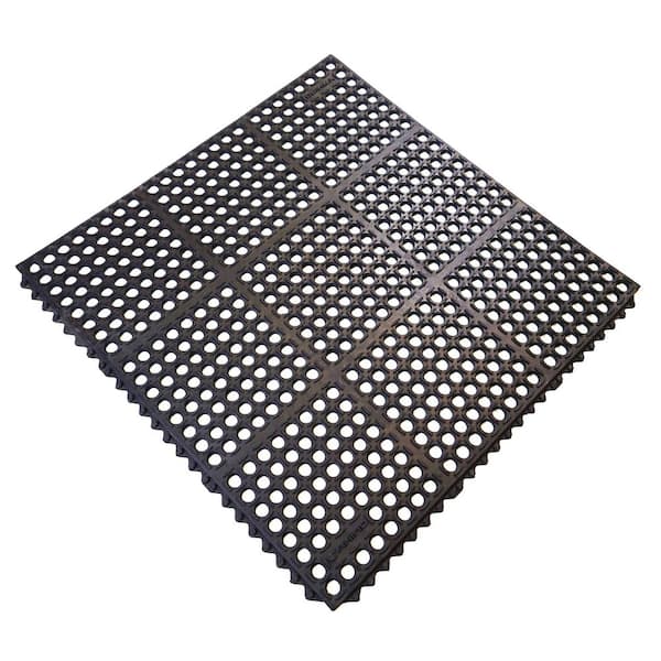 K-Series Black 36 in. x 36 in. x 7/10 in. Drain-Thru Grease-Resistant Rubber Kitchen Mat