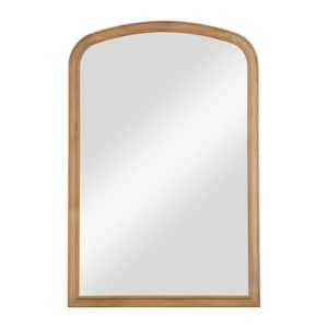 20 in. W x 30 in. H Medium Arched French Country Style Natural Pine Wood Wall Mirror