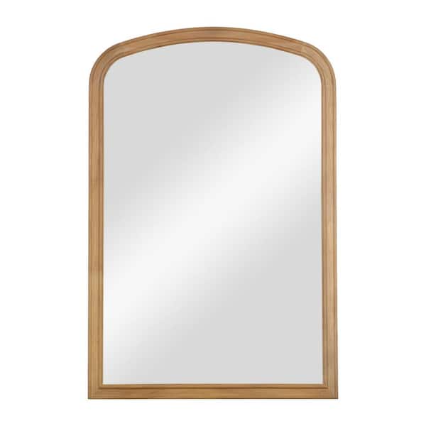 WallBeyond 20 in. W x 30 in. H Medium Arched French Country Style Natural Pine Wood Wall Mirror